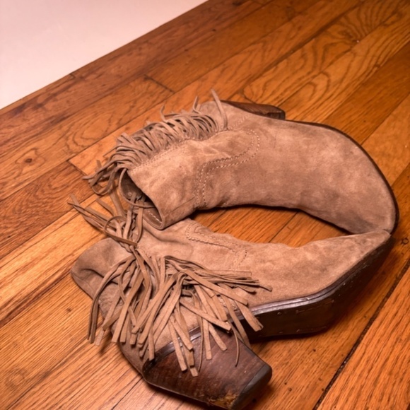 Sam Edelman Suede Fringe Ankle Boots Size 7M - Picture 12 of 13